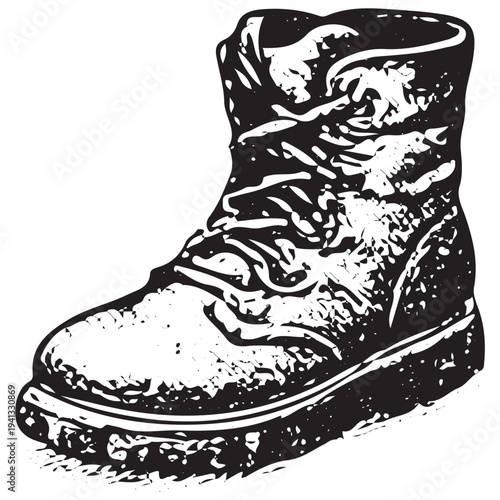 Mountaineering Hiking Boot Illustration – Alpine Trekking Footwear Outdoor Gear