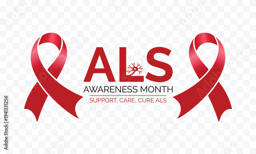Design for the ALS Awareness Month banner. .Amyotrophic Lateral Sclerosis awareness campaign banner. Simple medical awareness Ribbon. Banner poster, flyer and background design template.