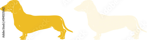 Silhouette of two goats standing side by side in golden and beige colors