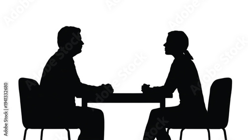 Job interview meeting silhouettes recruitment business concept