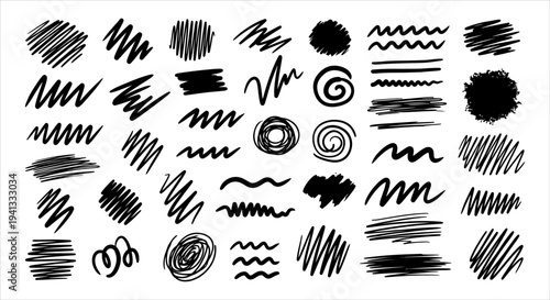 Wallpaper Mural Abstract Hand-Drawn Sketchy Lines and Organic Scribble Marks Collection for Design Projects Torontodigital.ca