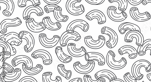 Elbow Macaroni Pasta Pattern - Hand Drawn Line Art Illustration