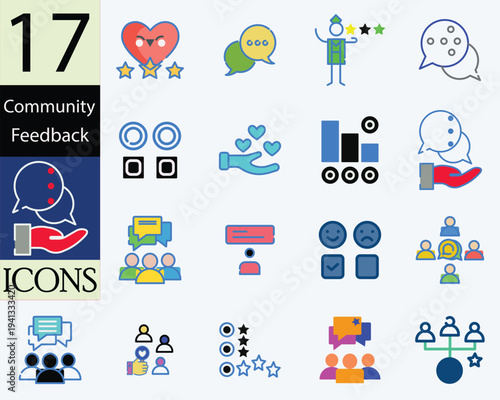Customer Support and Feedback Flat Line Icons Collection