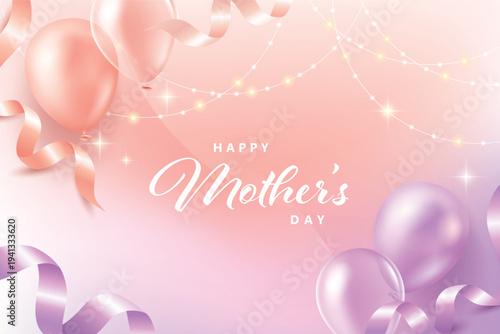 Mother's day banner with balloons. 