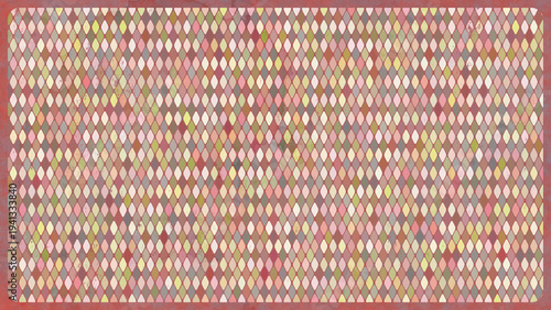 colorful and vibrant geometric pattern with small shapes in various pastel colors on a pink background