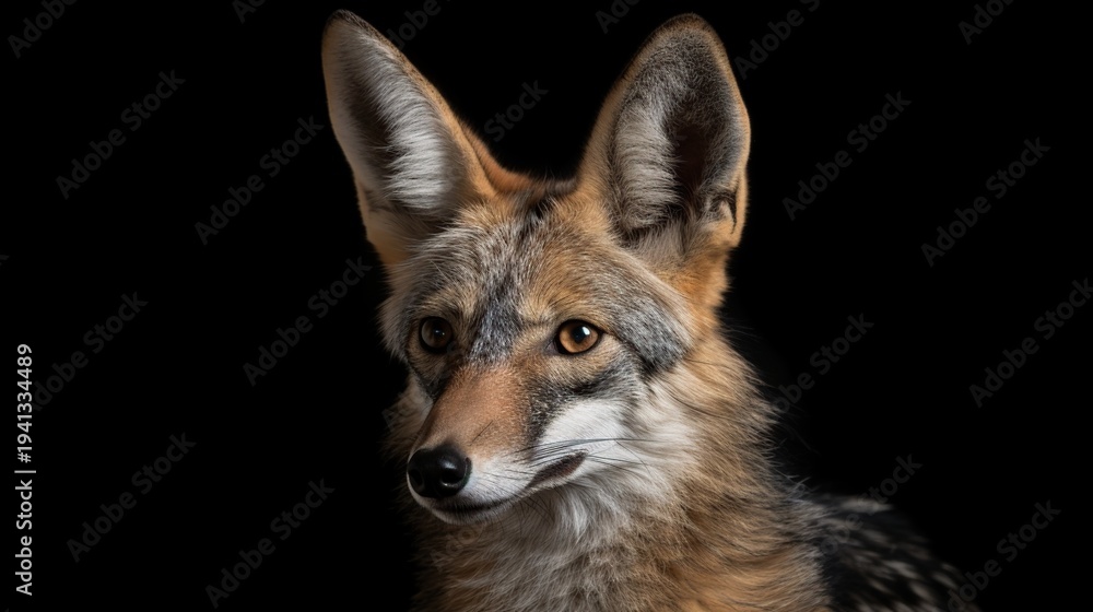 Fototapeta premium A Close-Up Portrait of a Wild Red Fox with Alert Ears and Intense Gaze