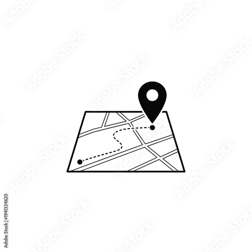 A map with a pin marking a specific location on a simple grid.