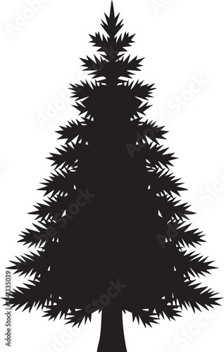 Boreal Pine Tree Symmetrical Needle Branch Silhouettes