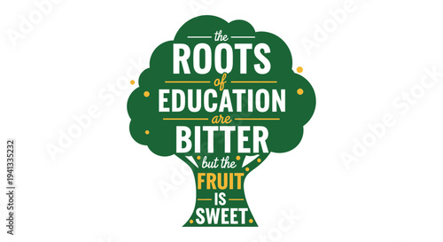 flat vector Education Quote Tree isolated on White Background vector background, vector illustration