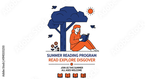 flat vector Summer Reading Program isolated on White Background vector background, vector illustration