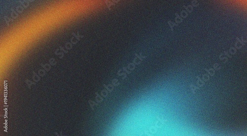 Abstract grain background with warm orange and cool blue light flares