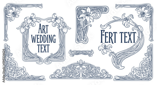 Art Nouveau Decorative Elements: Floral Borders, Frames, and Ornaments