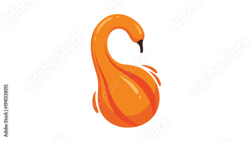 Orange butternut squash with a curved neck is illustrated in a clean and simple style for autumn vegetable and healthy harvest food themes.