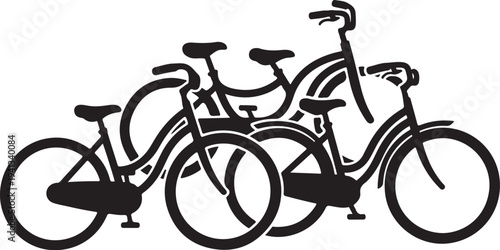 Black Silhouette of Two Bicycles Side by Side Standing