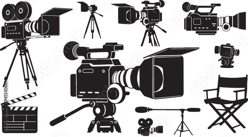 Film and television production equipment and tools illustration set
