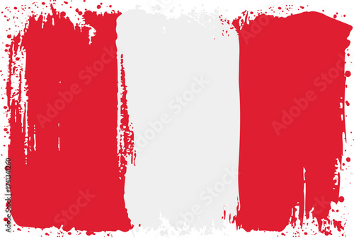 Flag of Peru. Created with Brush Strokes. Abstract Banner with Raw Artistic Texture