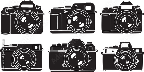 Collection of various camera models in black and white