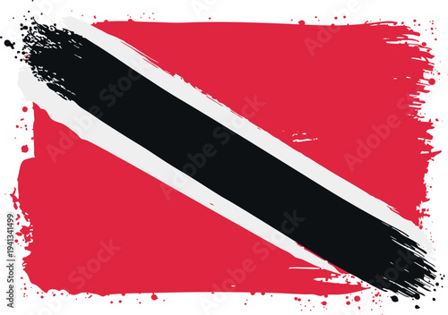 Flag of Trinidad And Tobago. Created with Brush Strokes. Abstract Banner with Raw Artistic Texture