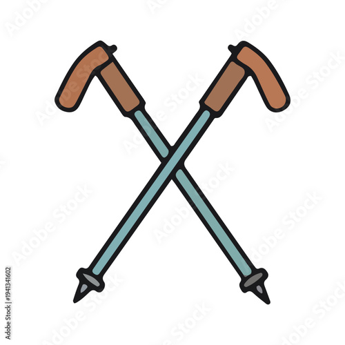 Crossed Hiking Poles Icon