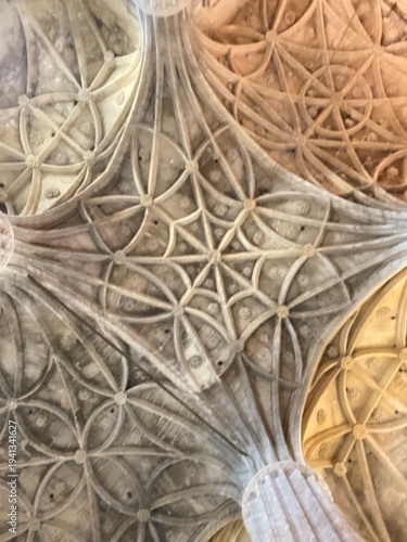 Slika na platnu Elaborate gothic architecture lierne vaulting forming intricate star patterns on