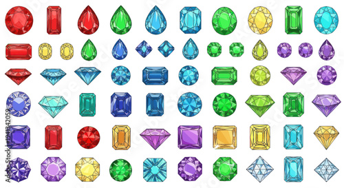 Vibrant Gemstones Collection: Assortment of Colorful Precious Jewels