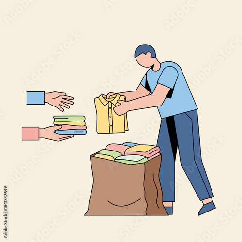 Man donating clothes to charity.