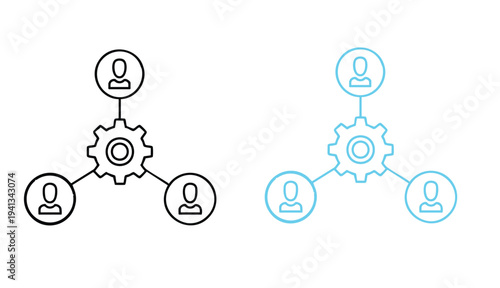 Delegation Technique icon set multiple style collection
