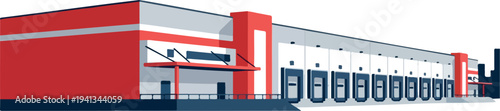 Modern industrial warehouse building vector illustration