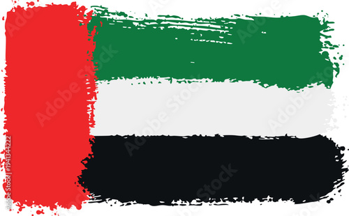 Flag of United Arab Emirates. Created with Brush Strokes. Abstract Banner with Raw Artistic Texture