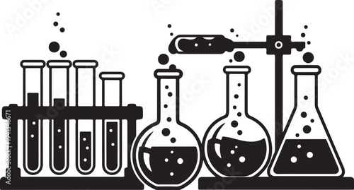 Laboratory equipment with test tubes and flasks illustration vector