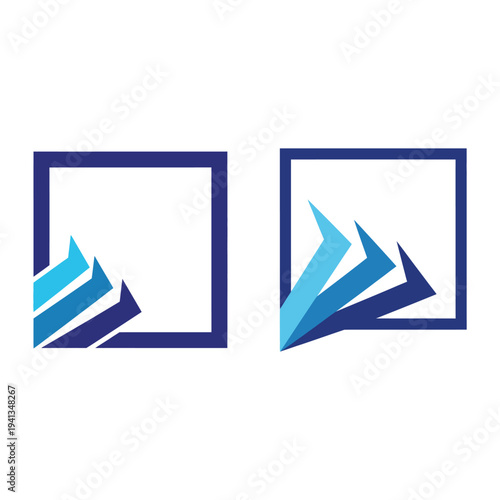 Abstract blue geometric shapes in squares