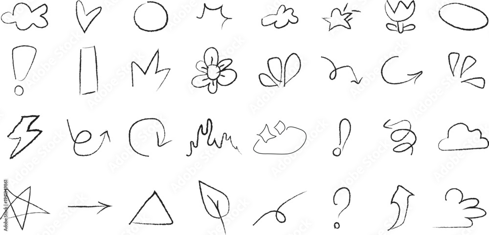 Naklejka premium Set of 30 hand-drawn line icons vector