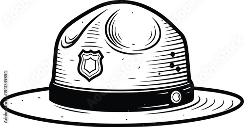 Hand Drawn Vintage Safari Helmet – Classic Explorer Pith Helmet Vector