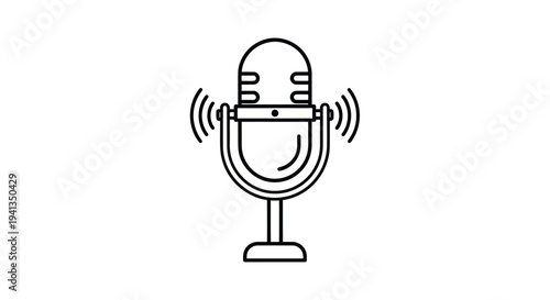 Microphone on a stand emitting sound.