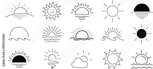 Set of 13 weather icons vector