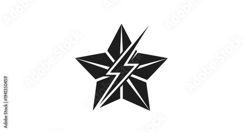 Black star with lightning bolt symbol.