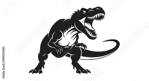 Black and white dinosaur illustration.