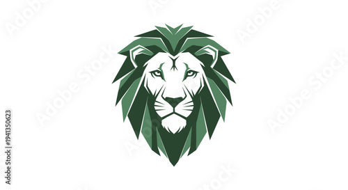 Green Lion Head Illustration with Mane.