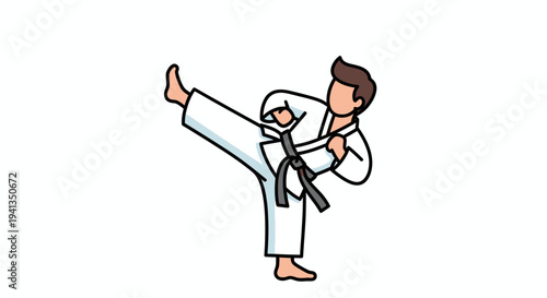 Martial Arts Illustration of Man in Action.