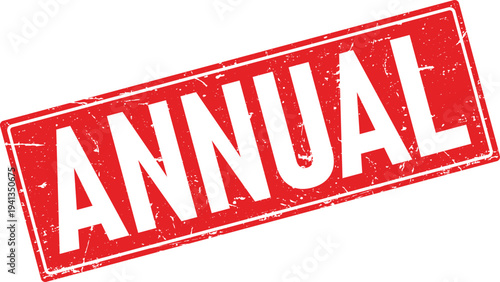 Distressed Red Rubber Stamp with the Word ANNUAL Isolated on White