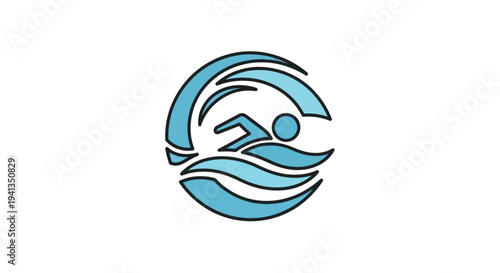 Swimmer Logo Design Element Illustration.
