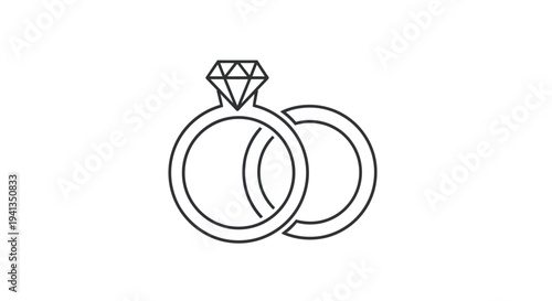 Engagement and Wedding Rings Illustration.