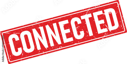 Red Distressed Connected Rubber Stamp Impression with White Letters on Isolated Background