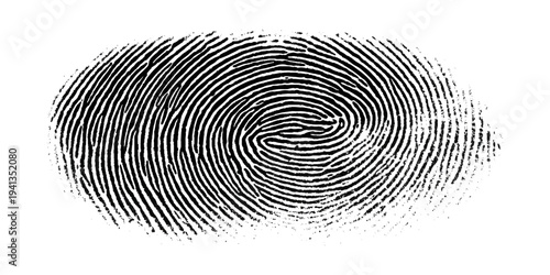 Grunge fingerprint texture abstract black and white thumbprint pattern. vintage distressed ink mark forensic identification retro grungy background design.