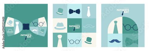 Happy Father's Day card set. Modern minimal design.