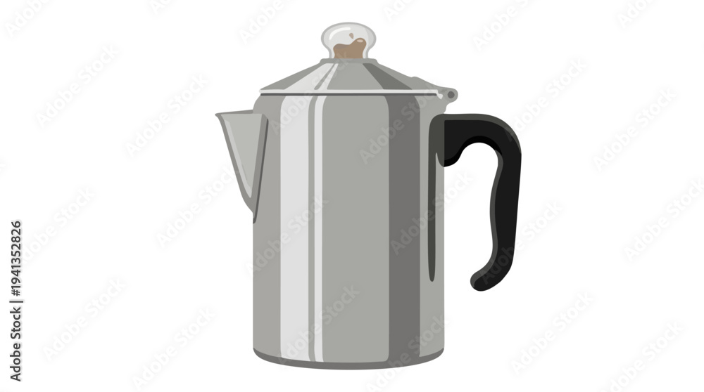 Obraz premium Vector illustration of classic silver electric percolator coffee pot