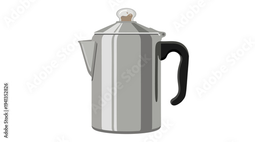 Vector illustration of classic silver electric percolator coffee pot