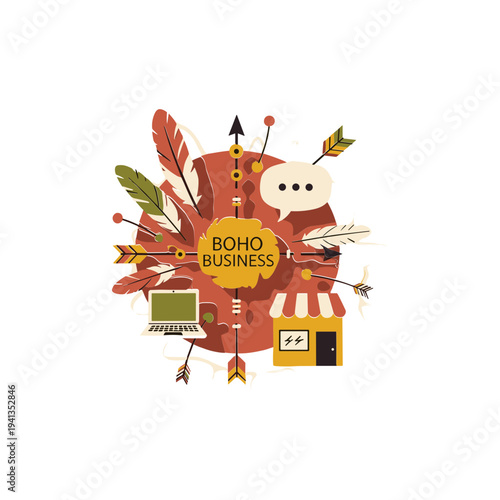 Boho business colorful illustration design.