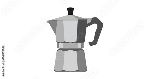 Vector illustration of classic silver Moka pot stovetop espresso maker