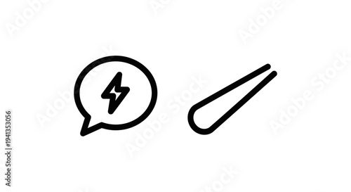 Speech bubble with lightning and soft beam icons with graphic resource with user interface